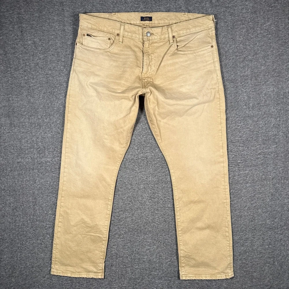 NWOT Polo Ralph Lauren Varick Slim Straight Jeans Mens 38x30 Beige Stretch Pants